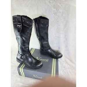 Natural Reflections Elantra Black Riding Boots Women's Size 7M Side Zip